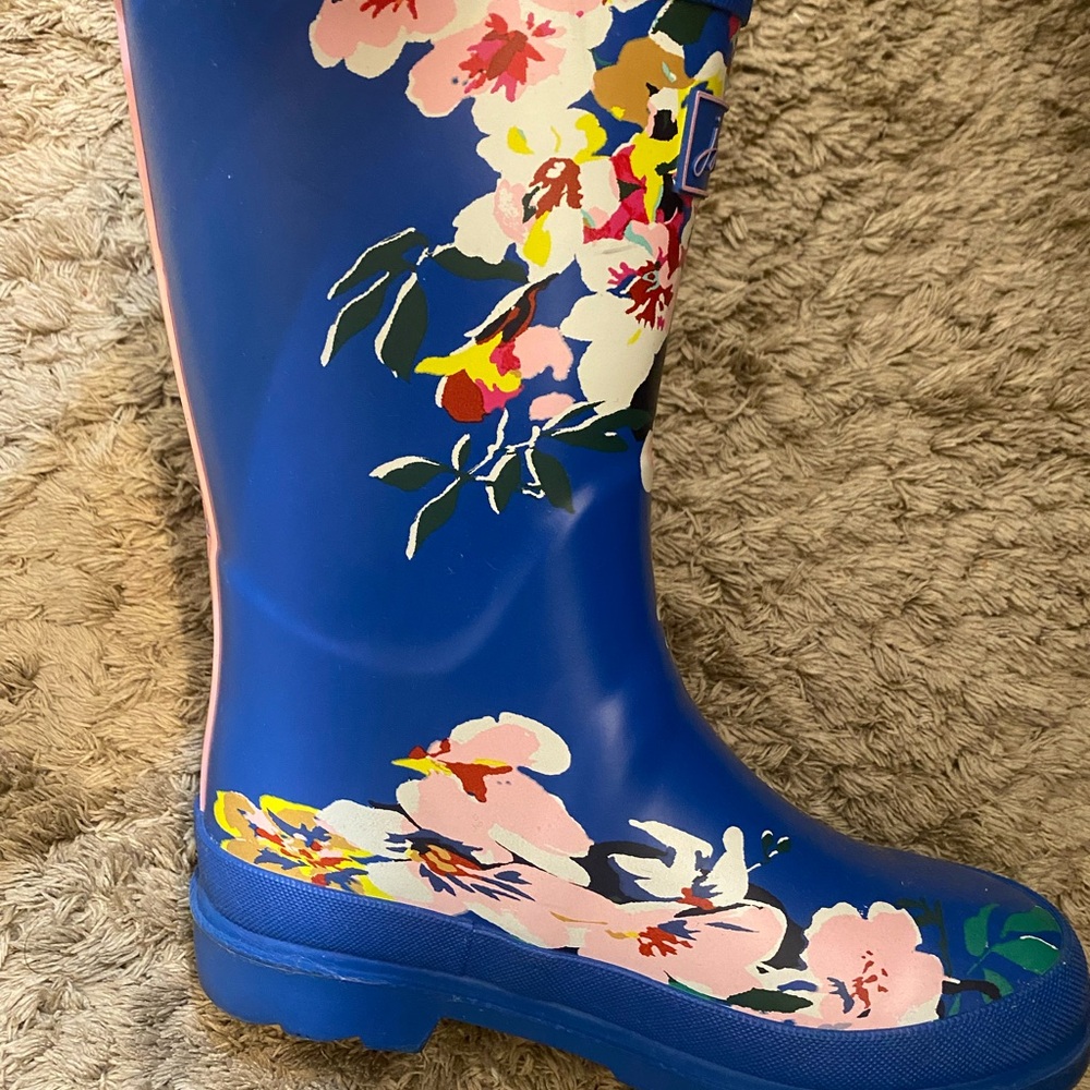 Joules Blue and Pink Floral Rain & Snow Boots